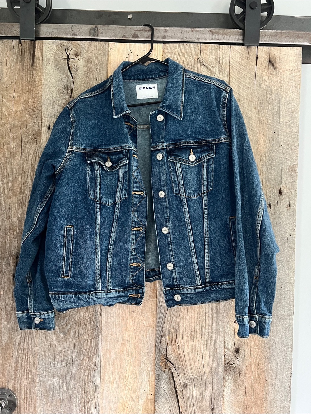 Old Navy Dark Blue Denim Jacket with Button Front Women’s L